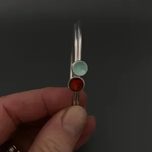 Sterling Silver Enamel Disc Bangle
