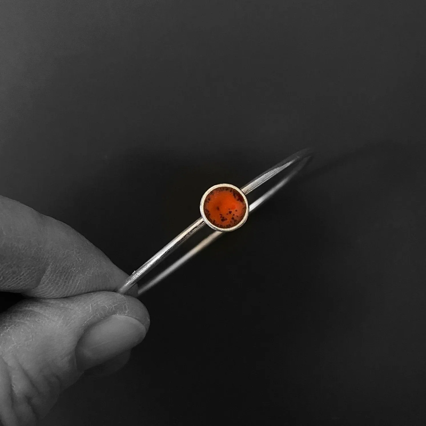 Sterling Silver Enamel Disc Bangle