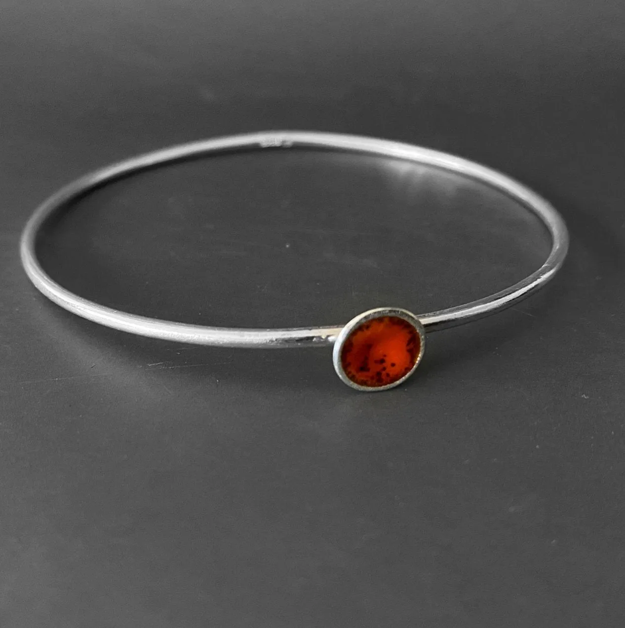 Sterling Silver Enamel Disc Bangle