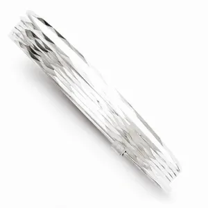 Sterling Silver Fancy Diamond-Cut Slip-On Bangle Bracelet
