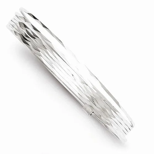 Sterling Silver Fancy Diamond-Cut Slip-On Bangle Bracelet