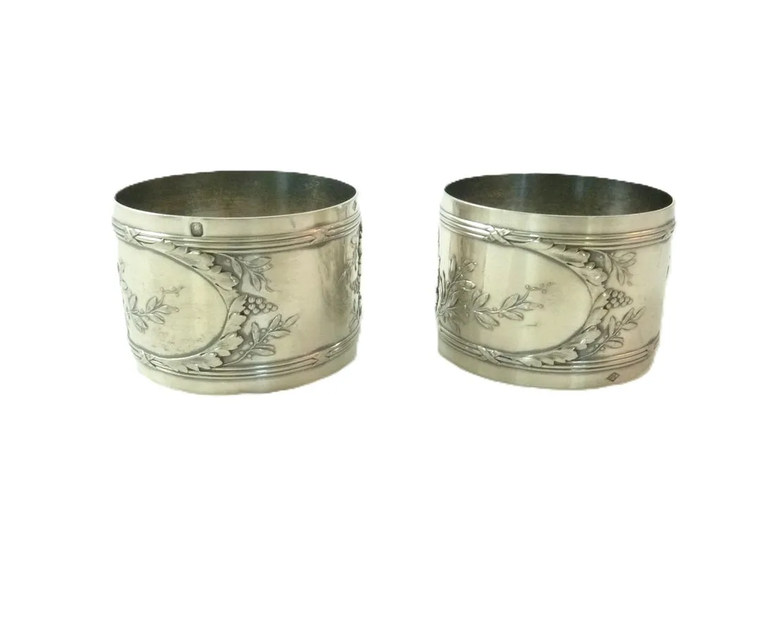 Sterling Silver Napkin Rings, Antique French