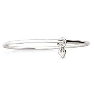 Sweetheart Silver Heart Charm Bangle