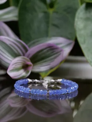 Tanzanite 4 - 5mm Beaded Natural Gemstone Sterling Silver/14ct Gold Filled Bracelet, Genuine Top Grade Gift Jewelry, Women Fashion Jewellery