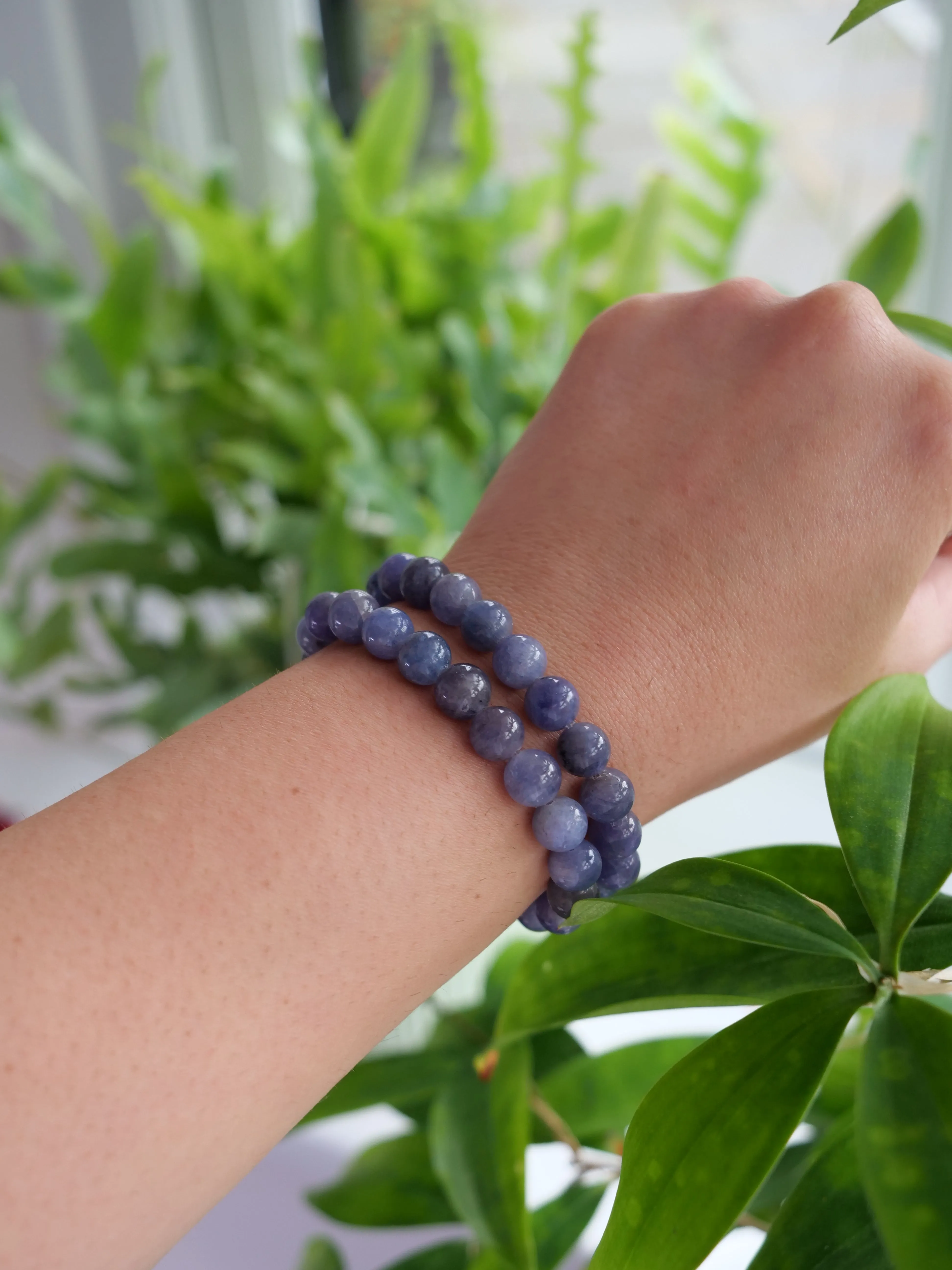 Tanzanite 8mm Beaded Natural Gemstone Elastic Bracelet, Genuine Top Grade Gift Jewelry, Men Women Fashion Crystal Energy Jewellery