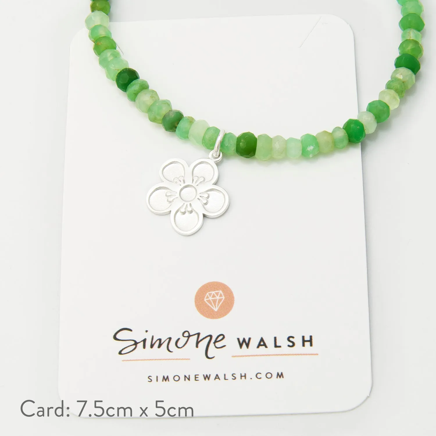 Tea Tree Flower on Chrysoprase Beaded Bracelet