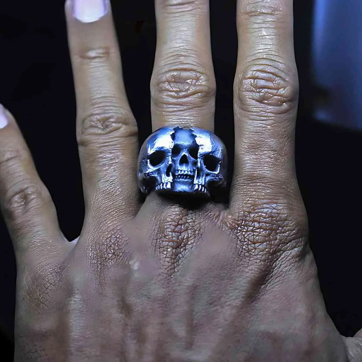 Three Headed Skull Ring