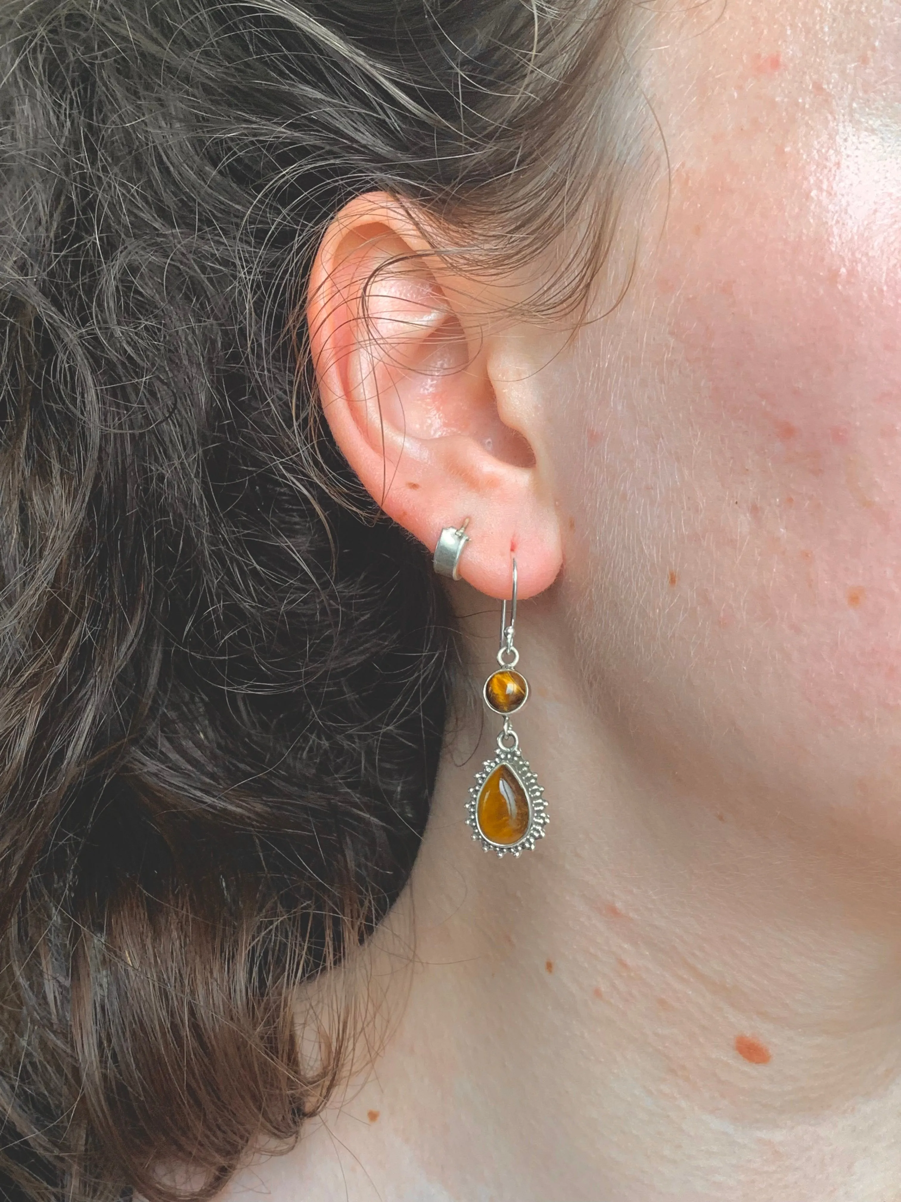 Tiger's Eye Luleia Earrings - Double Drop
