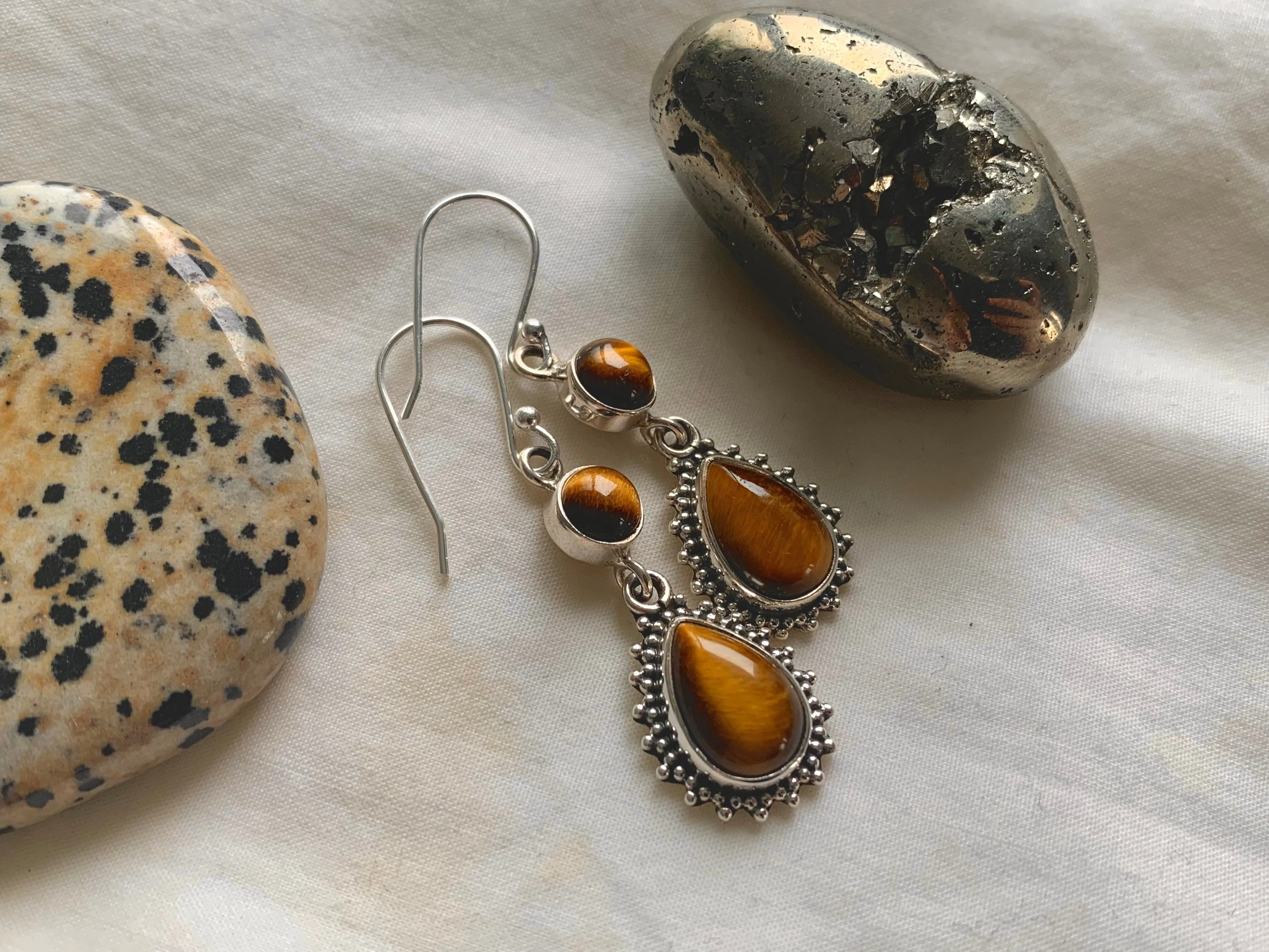 Tiger's Eye Luleia Earrings - Double Drop