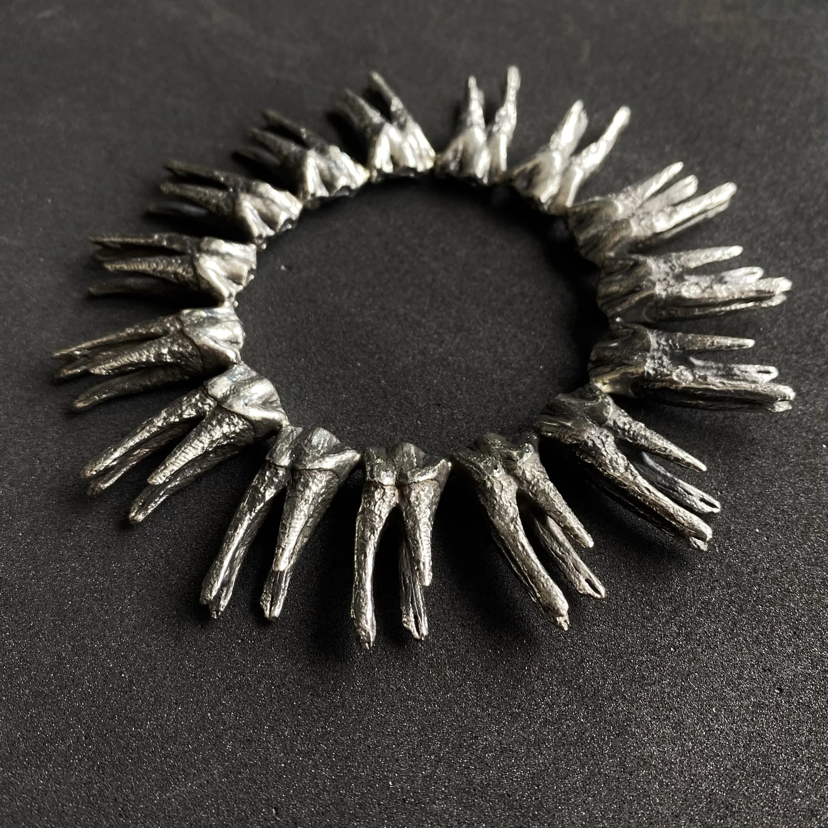 Tooth Bangle Silver