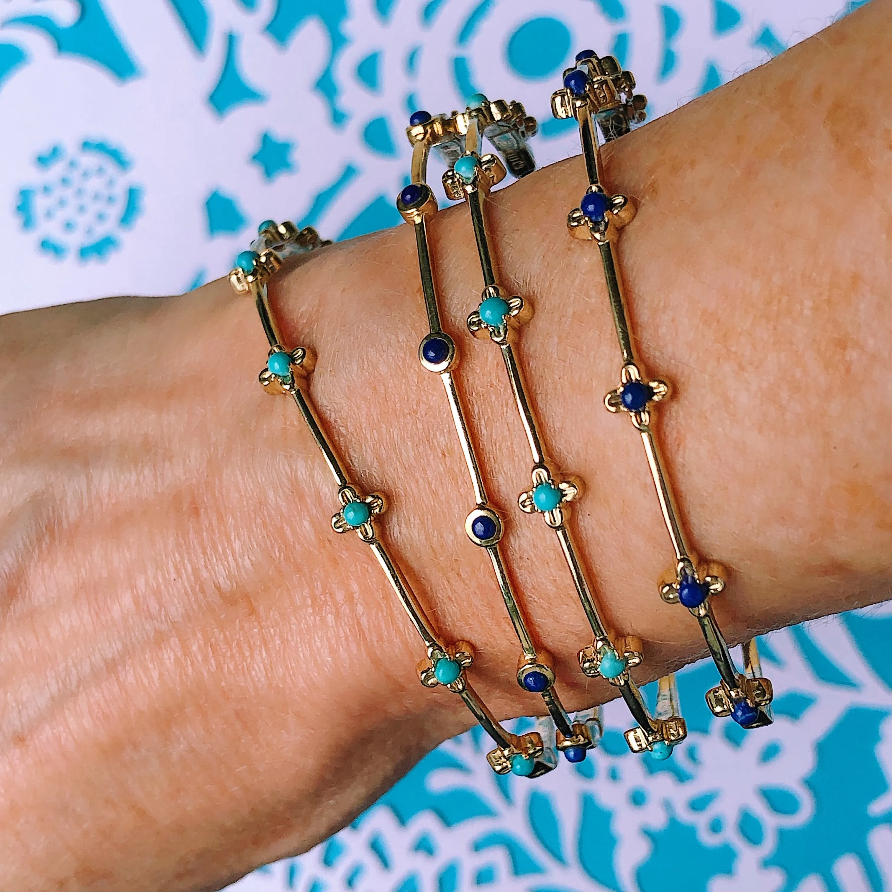 Turquoise Bloom Bangle Bracelet