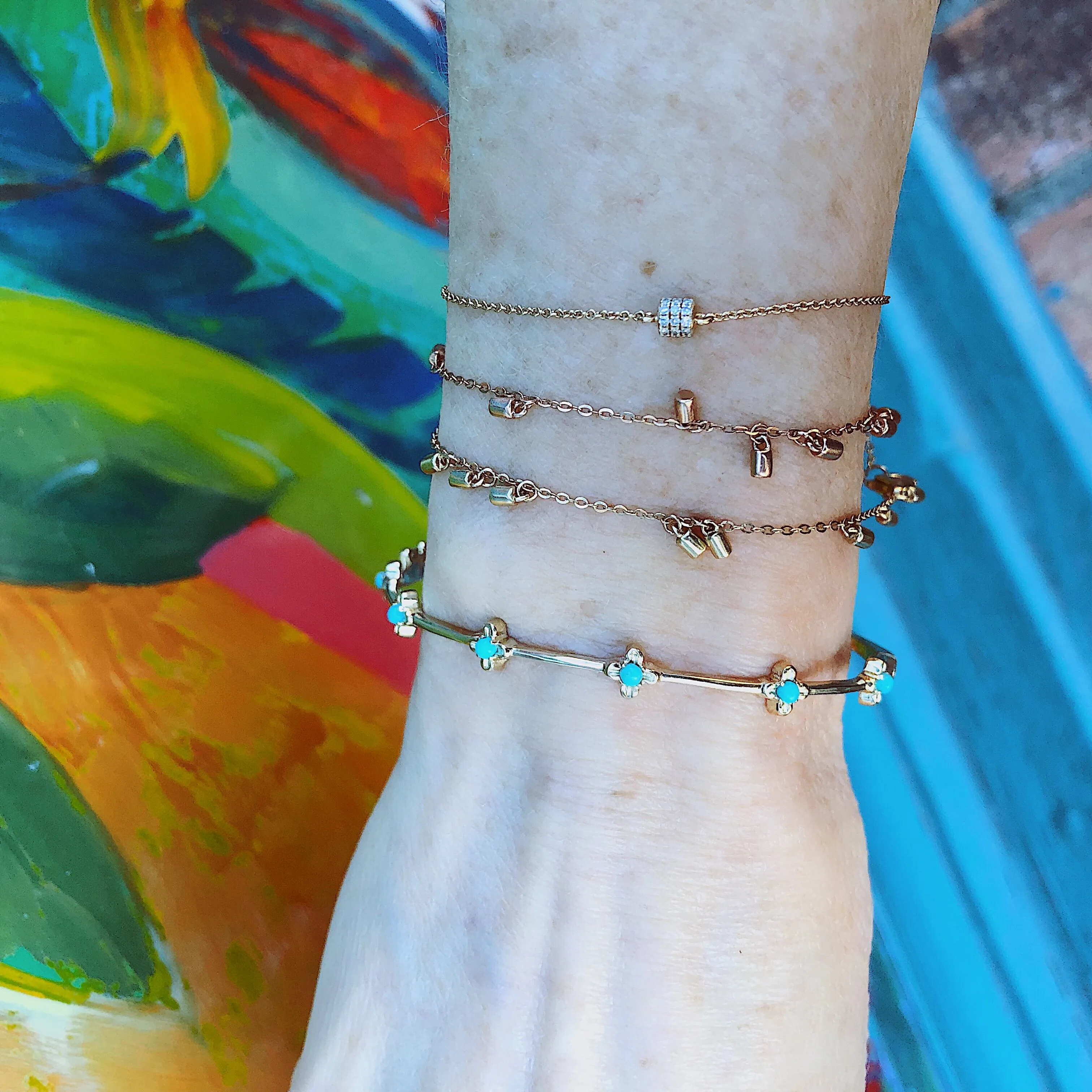 Turquoise Bloom Bangle Bracelet
