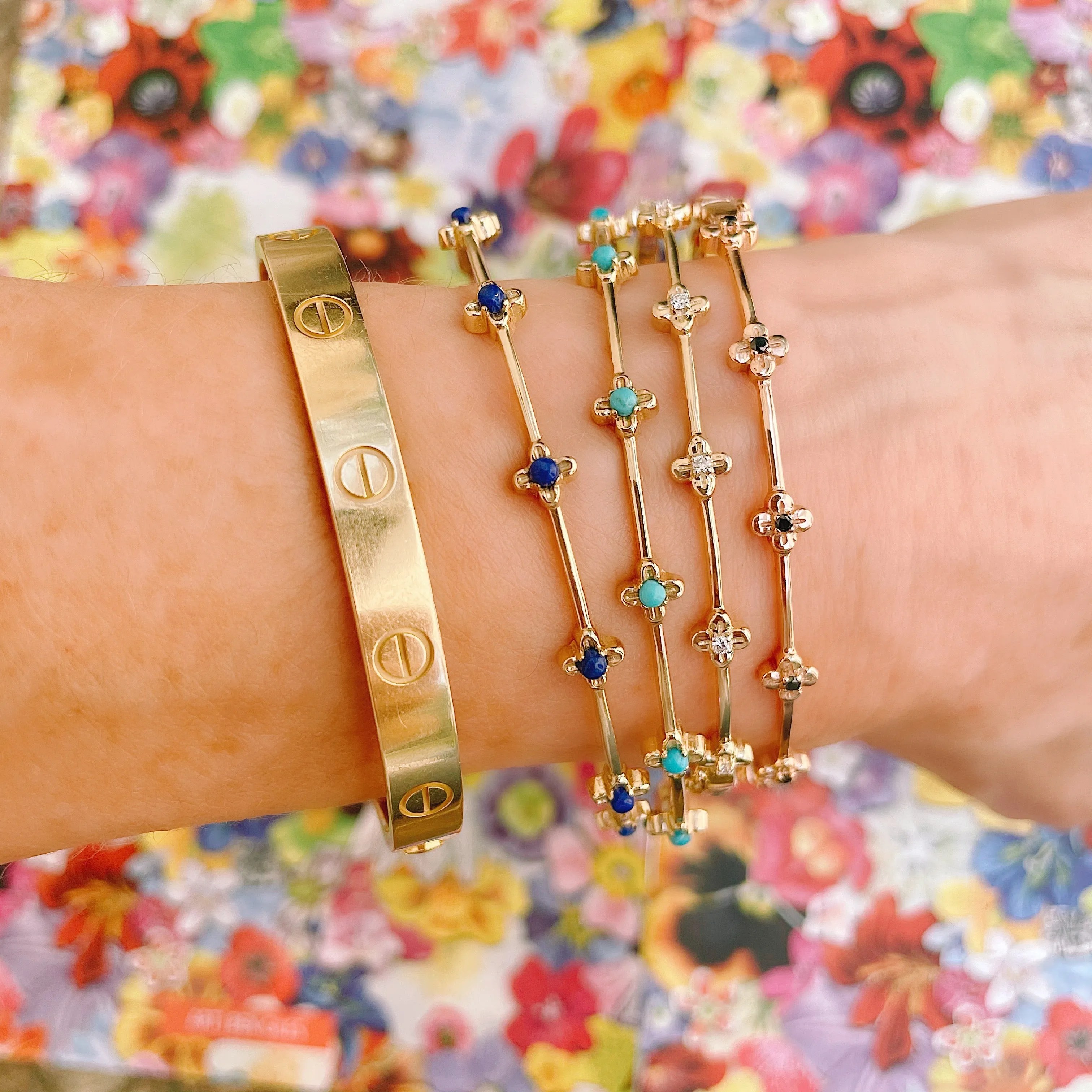 Turquoise Bloom Bangle Bracelet