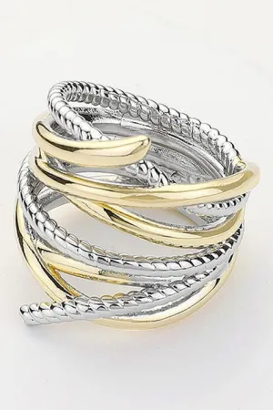 Two Tone Chunky Crossover Ring
