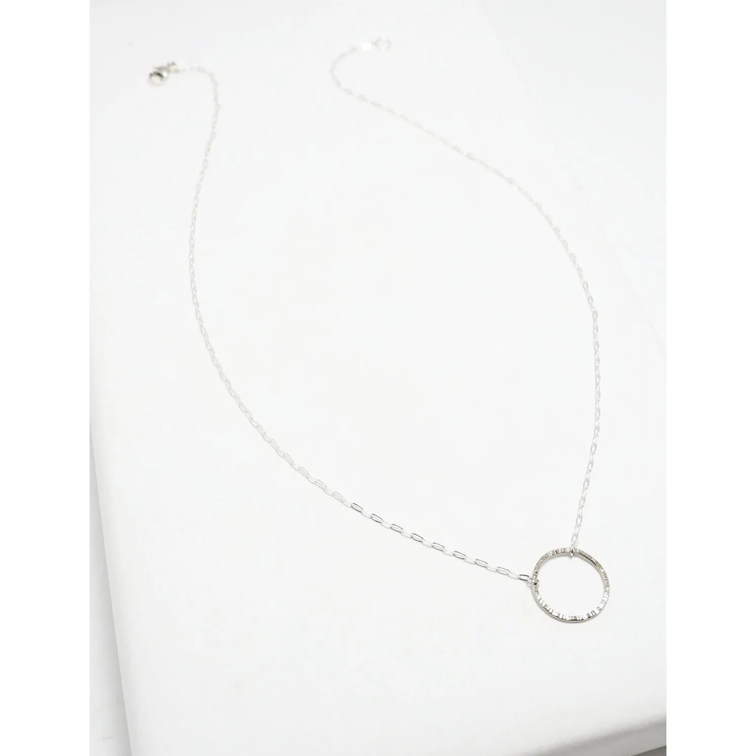 Unity Line Hammered Circle Necklace