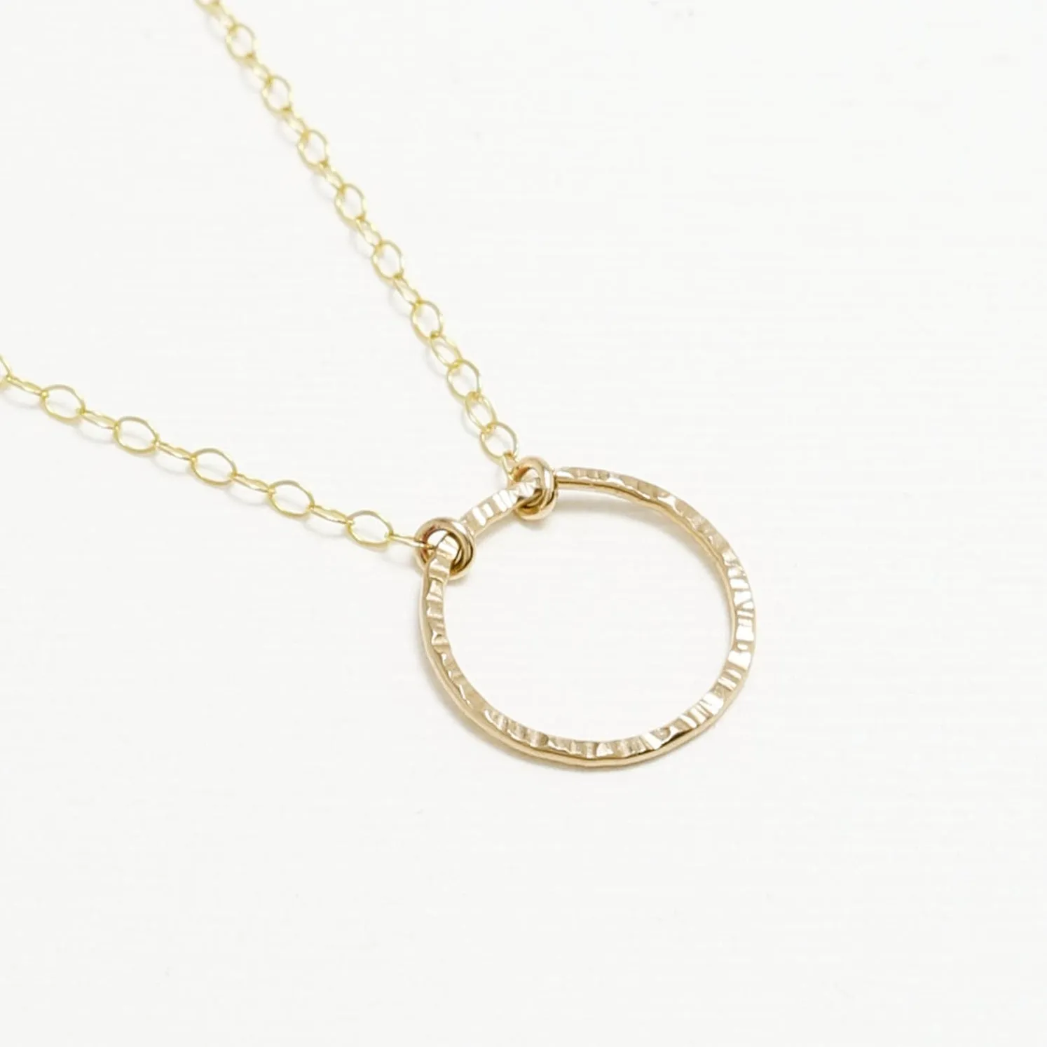 Unity Line Hammered Circle Necklace