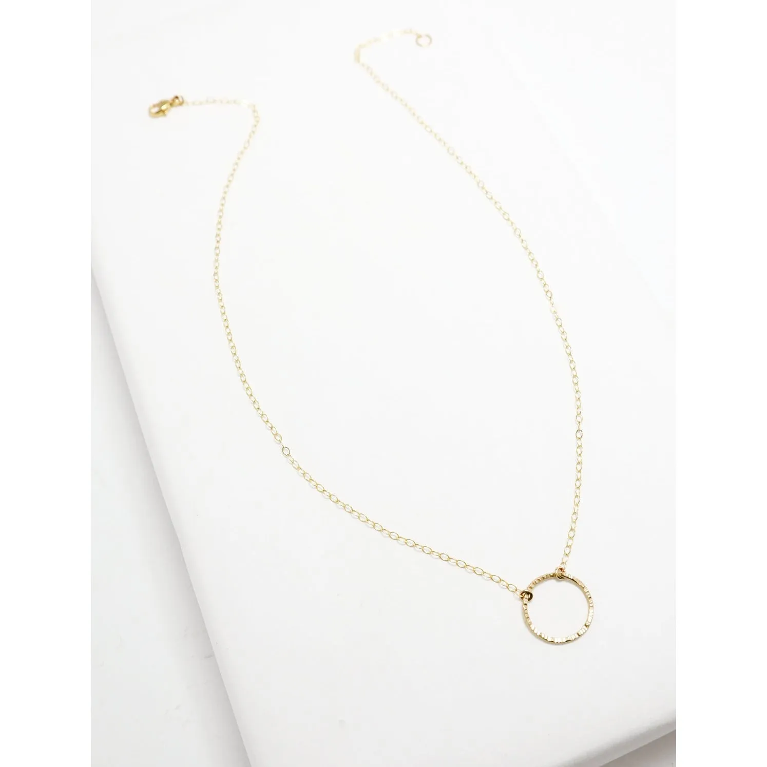 Unity Line Hammered Circle Necklace