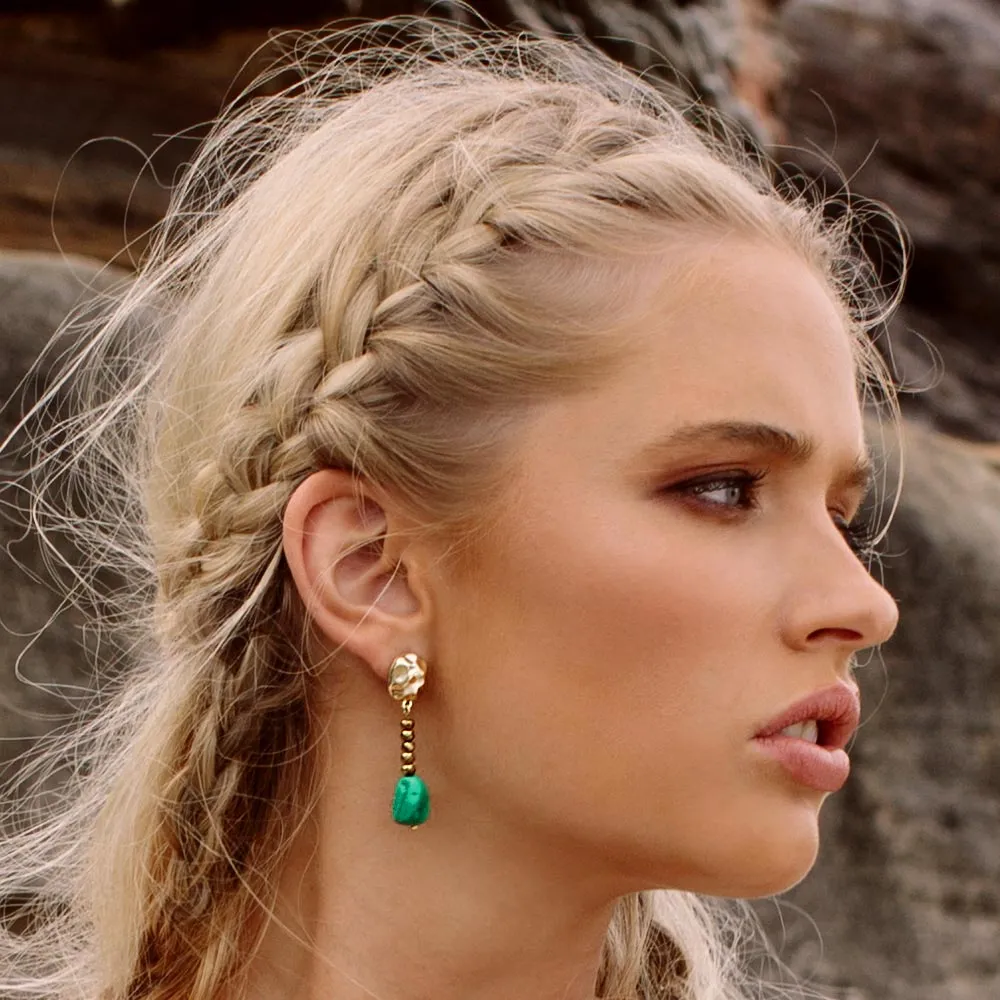 Ursa Malachite and Gold Earrings