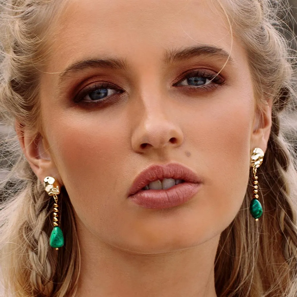 Ursa Malachite and Gold Earrings