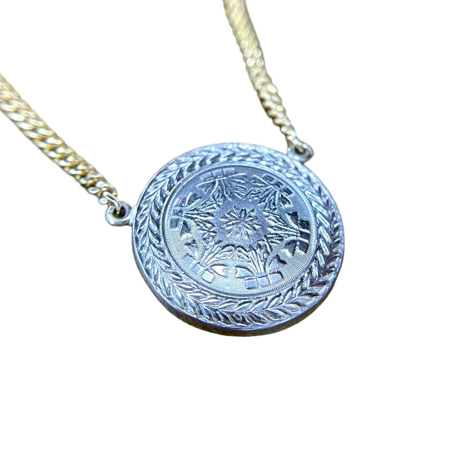 Vintage 14K Platinum Top Circle Necklace