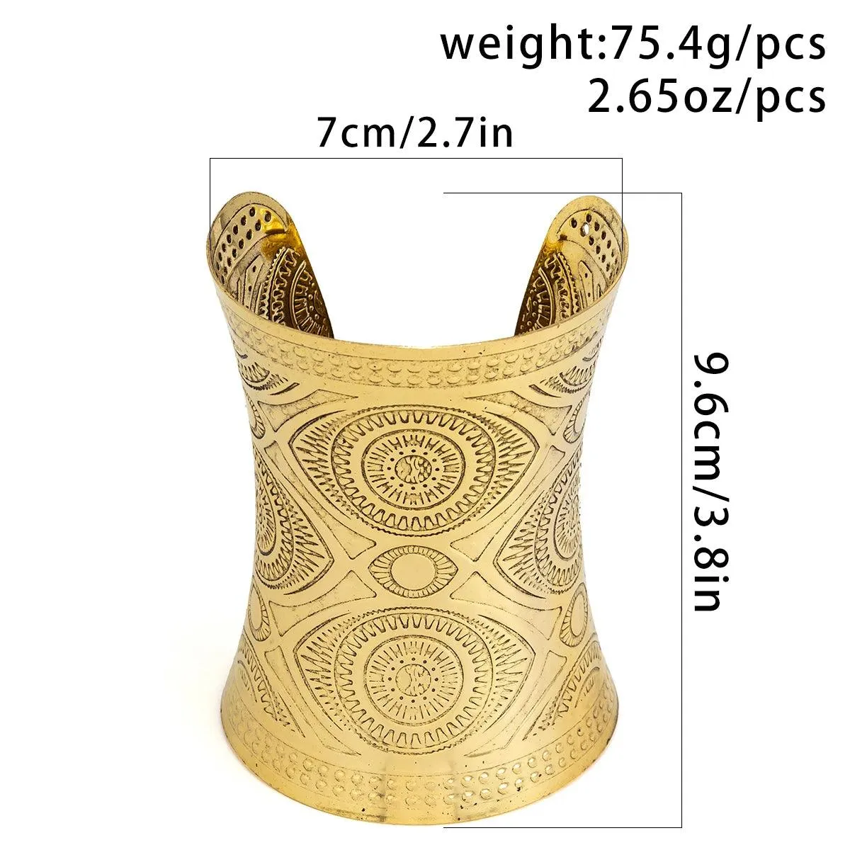 Vintage Elegant Open Ajustable Carved Cuff Bracelets Bangles for Women - Metal Wide Bracelets Indian Style Jewellery Gift