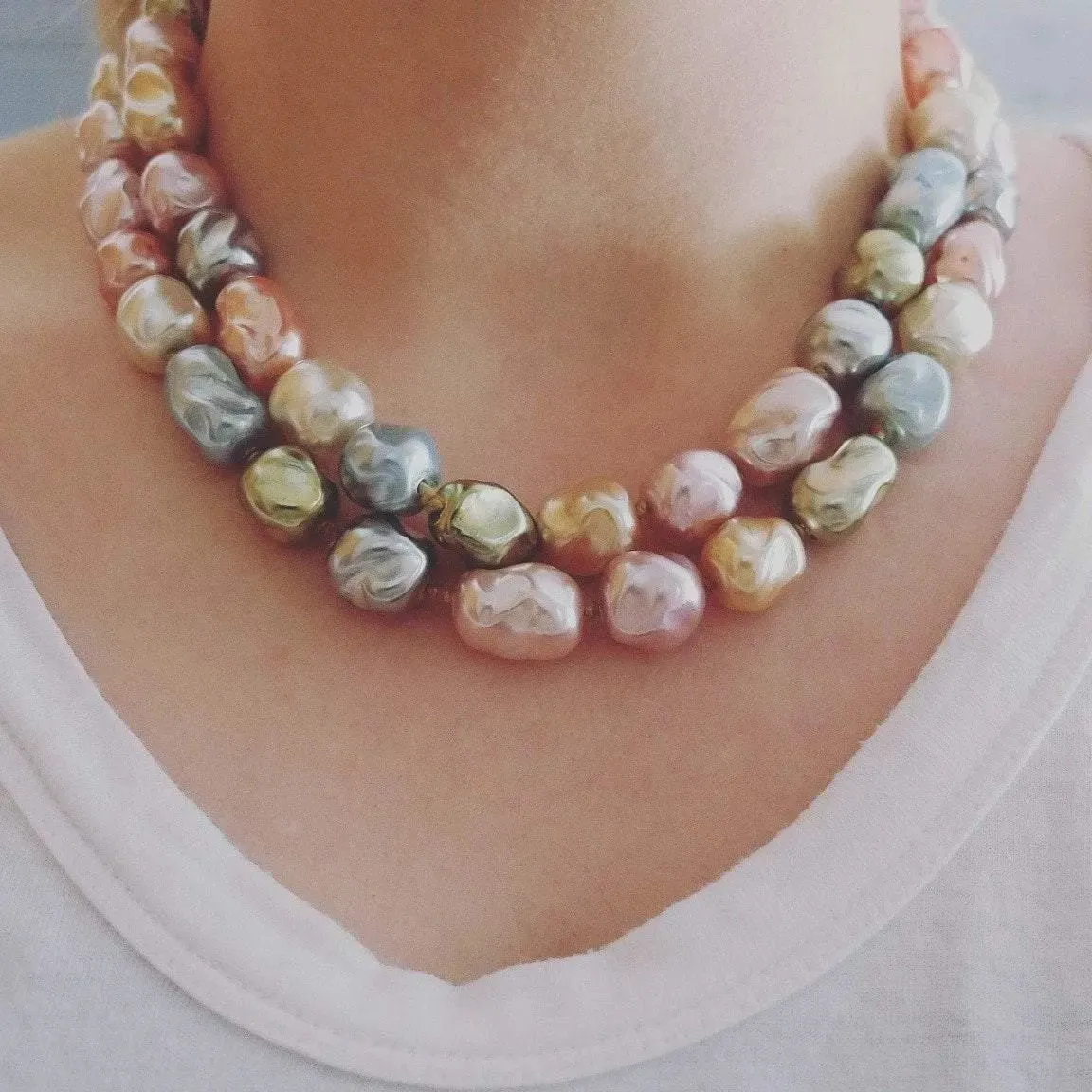 Vintage Faux Pearl Pastel Necklace