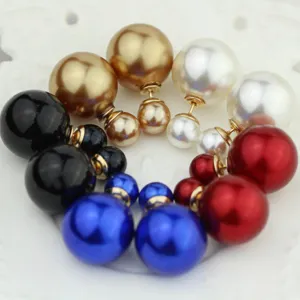 Vintage Pearl Stud Earrings Fashion Golden Earring for Women Summer Style Luxurious Ball Colorful Earrings Fashion Jewelry