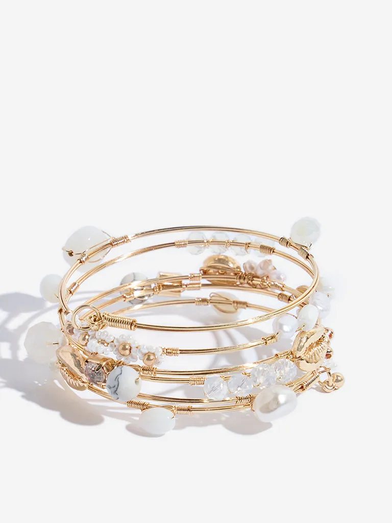 Westside Accessories White Charm Coil Bracelet