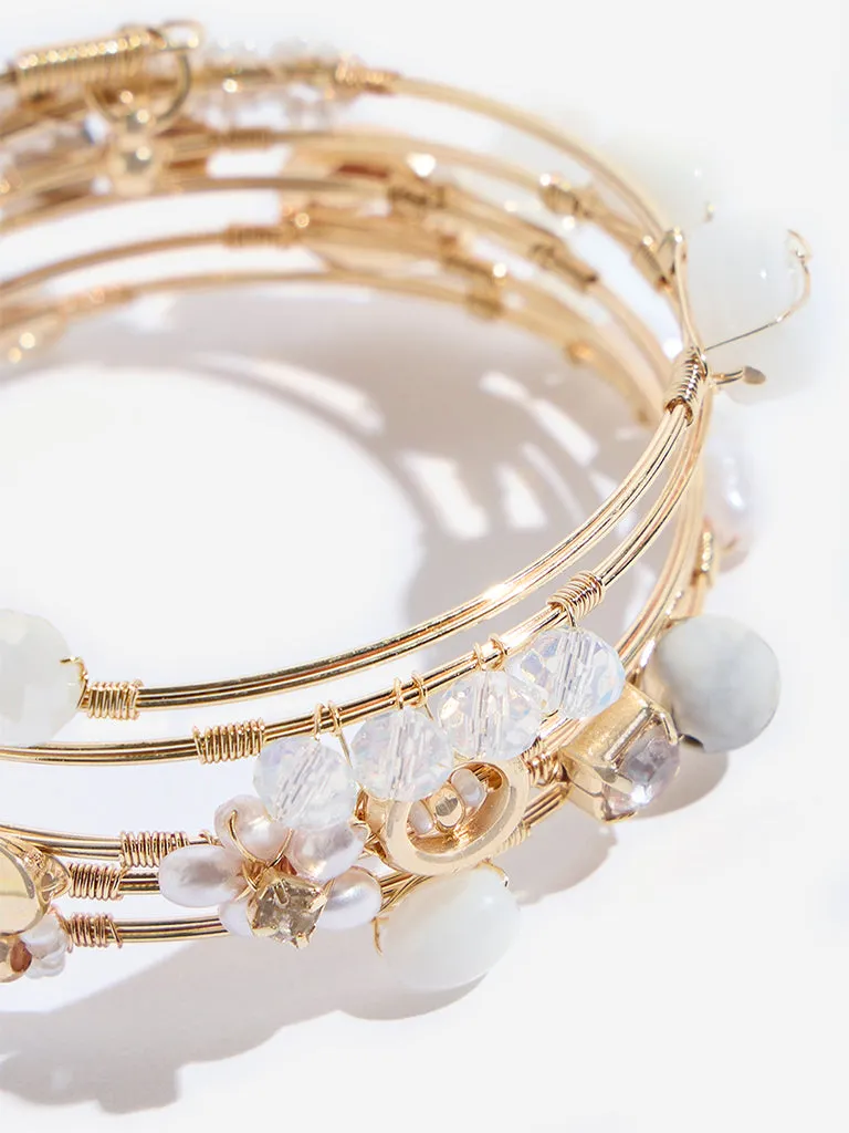 Westside Accessories White Charm Coil Bracelet