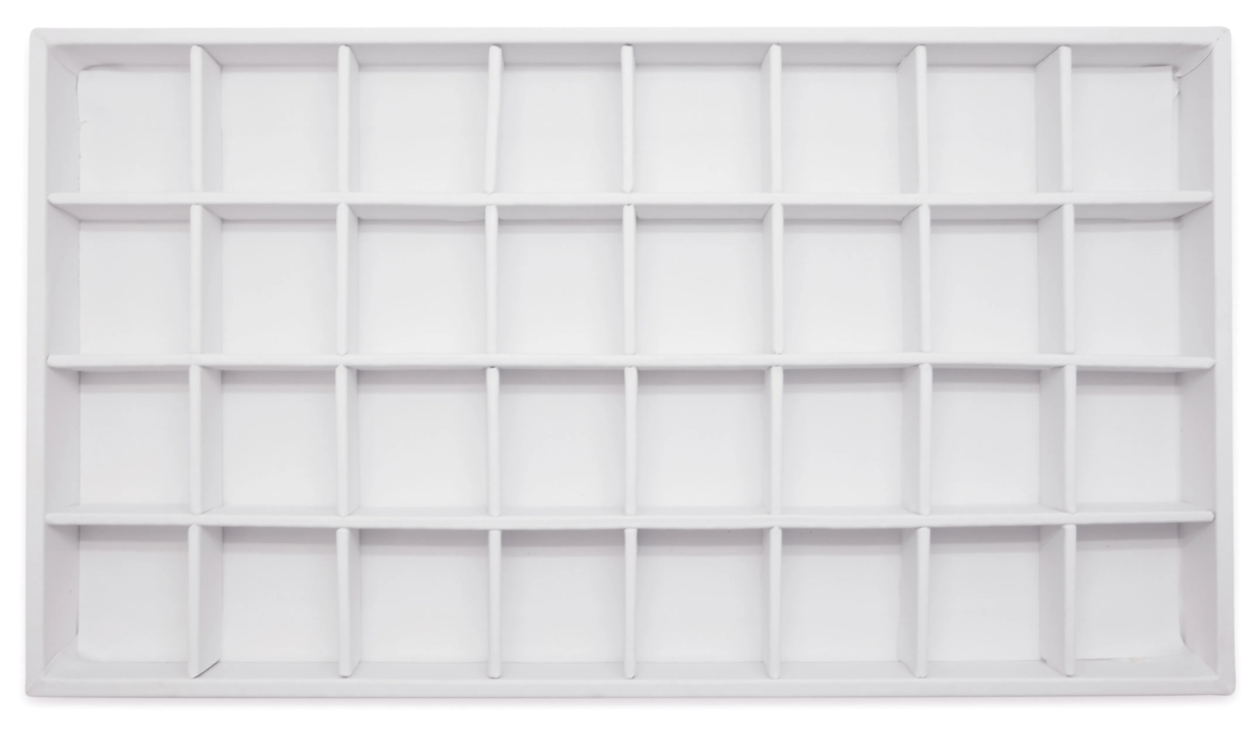 White Leatherette 32 Compartment Stackable Jewelry Tray