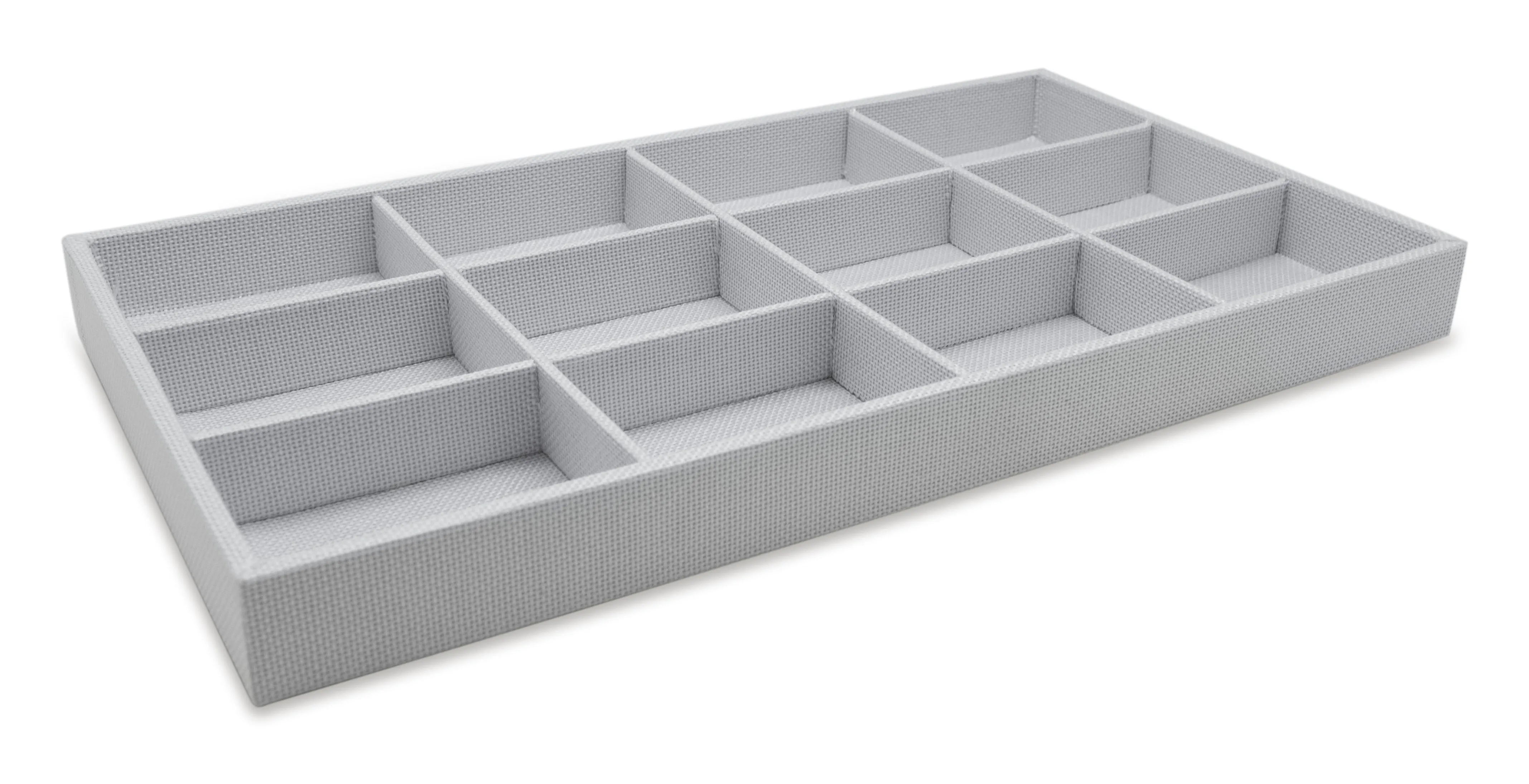 White Linen 12 Compartment Stackable Jewelry Tray