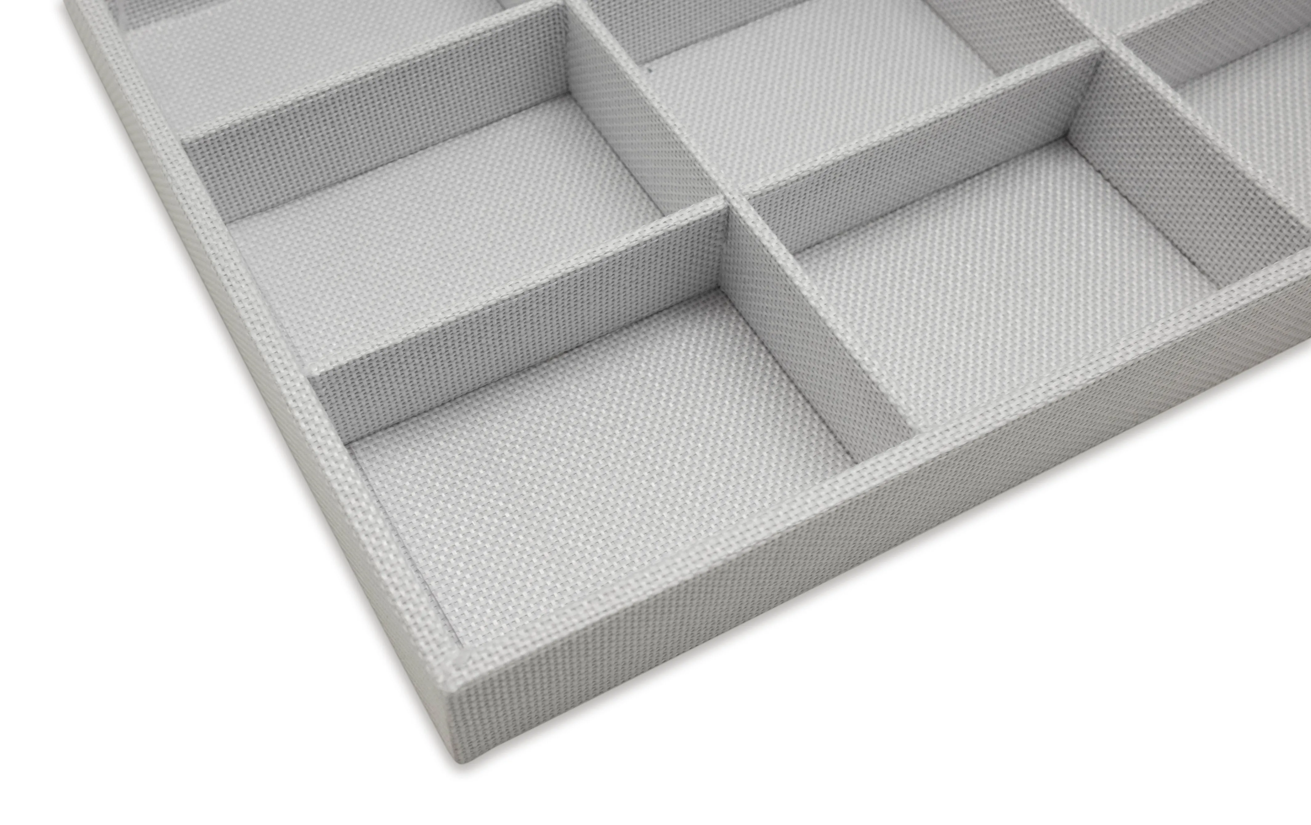 White Linen 12 Compartment Stackable Jewelry Tray
