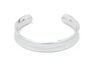 Wide Concave Cuff Bangle, Sterling Silver