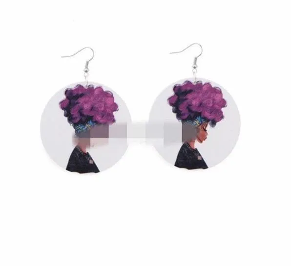 Womens Round Wood Ethnic Dangle Earrings