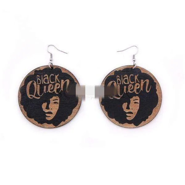 Womens Round Wood Ethnic Dangle Earrings