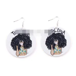 Womens Round Wood Ethnic Dangle Earrings