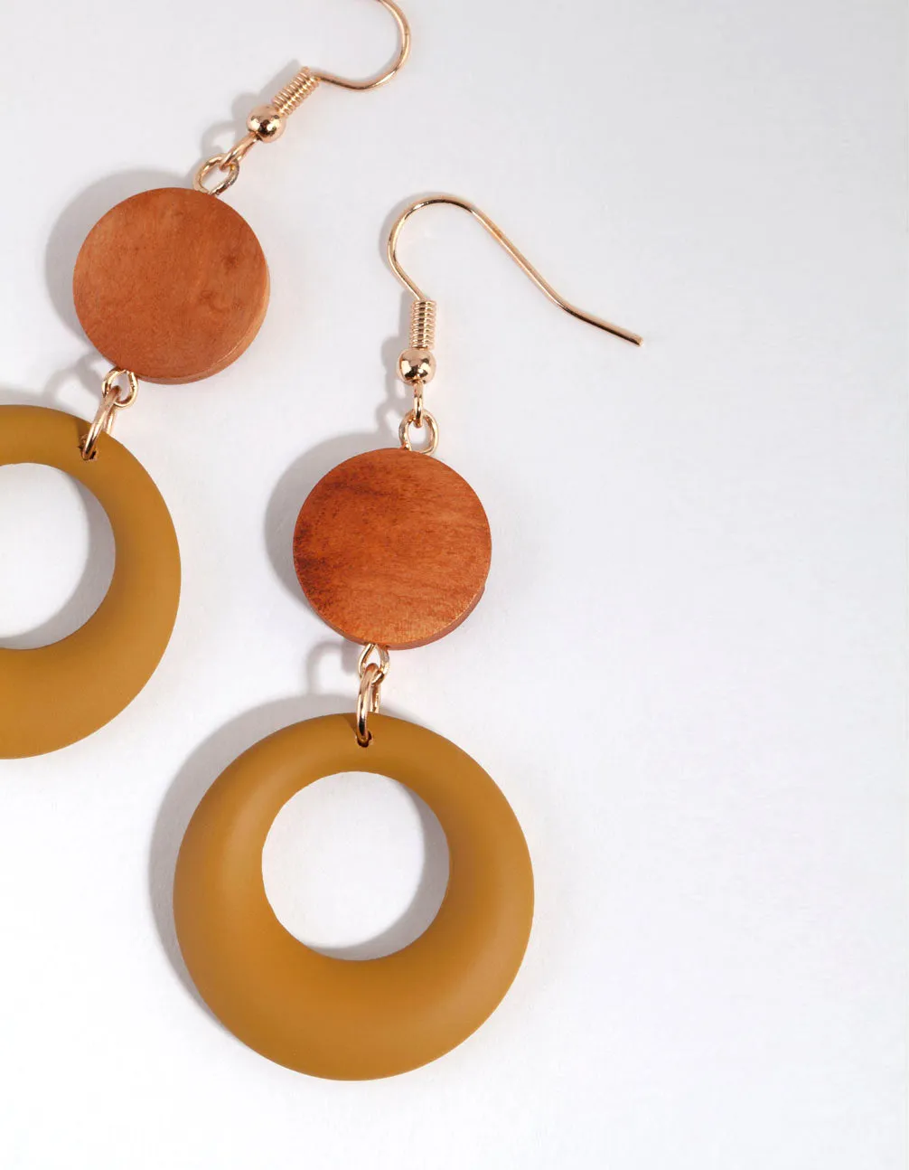 Wooden Matte Olive Drop Earrings